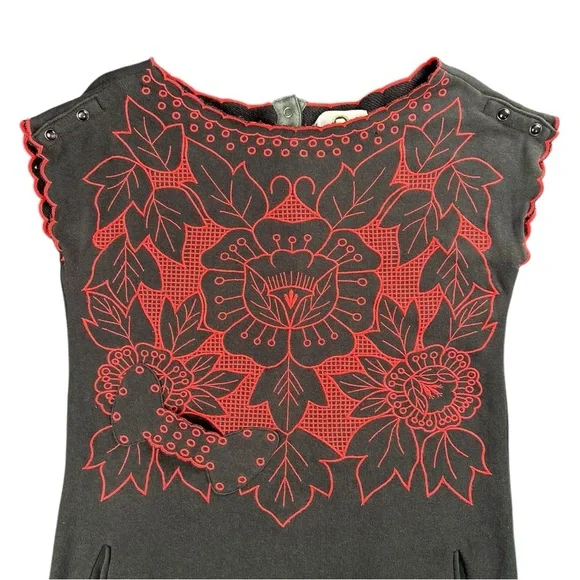 Maison Mayle Florinda Jersey Cotton Embroidered Dress In Size S - Picture 2 of 7